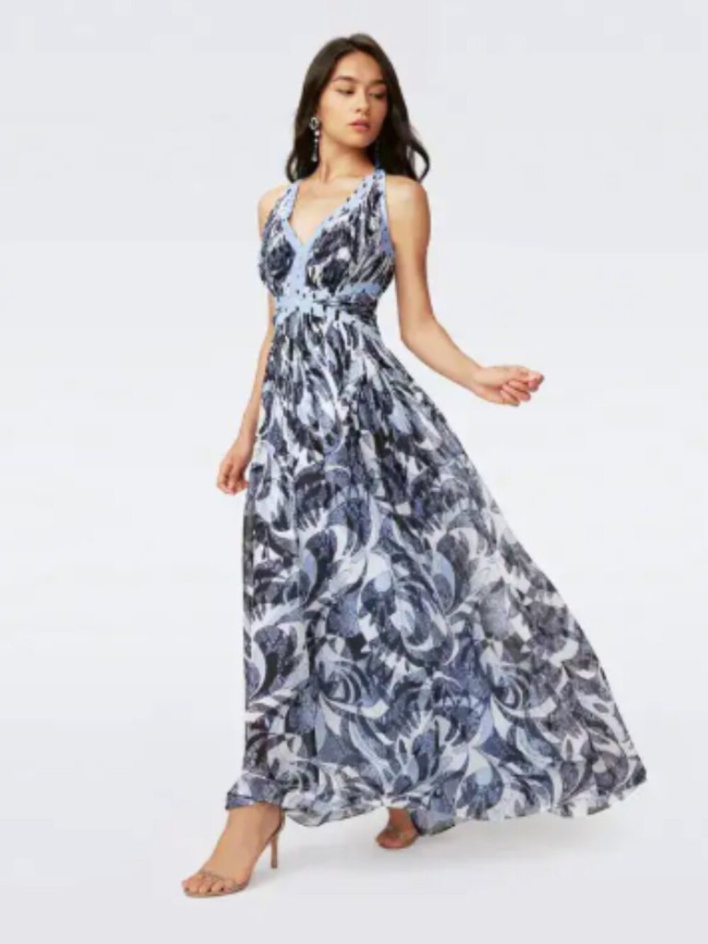 Diane von Furstenberg Levada Dress Large Serpent Dance Blue Print NWT